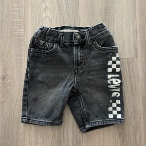 Levi's 2t Kids Black Denim Shorts checkered design